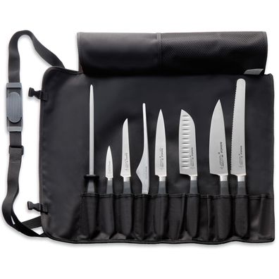 Dick Messerset mit Tasche mit 8 Messer schwarz Profi Messer Set Rolltasche