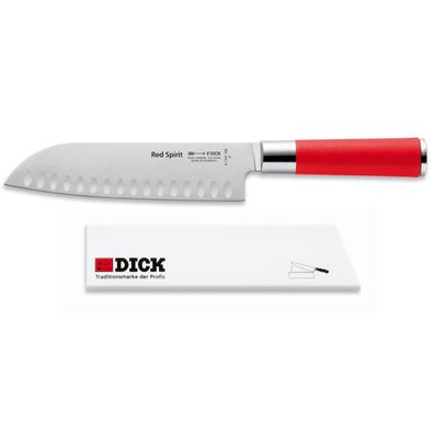 DICK Red Spirit Santoku Messer 18 cm mit Kullen mit Kunststoff Klingenschutz