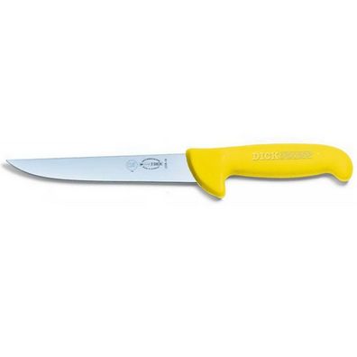 Dick Stechmesser 18 cm gelb - langes Fleischermesser mit glatter schmaler Klinge