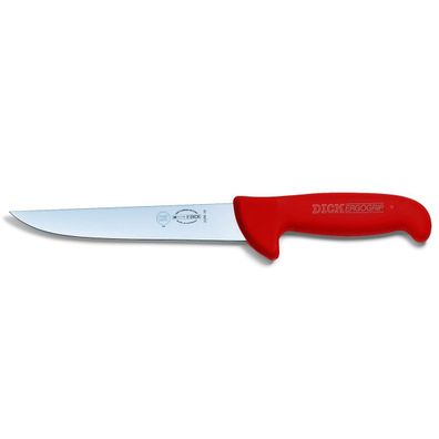 Dick Stechmesser 18 cm rot - langes Fleischermesser mit glatter schmaler Klinge
