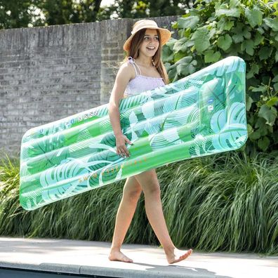 Pool Matratze Tropical 177 cm PVC grün weiß 80kg Traglast Luft Spaß Baden Kinder