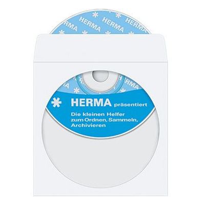 HERMA CD/ DVD Hülle 1140 12,4x12,4cm weiß 100 St./ Pack.