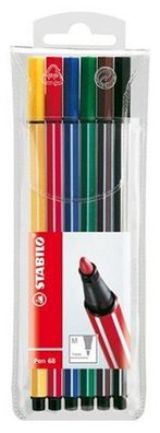 Stabilo Fasermaler Pen 68, 6er Kunststoff-Etui