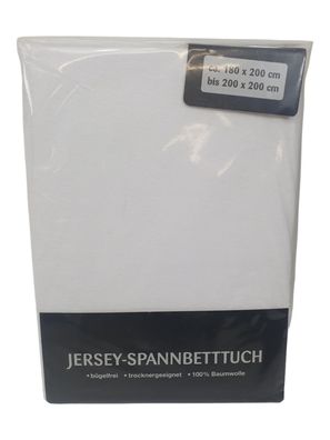 Jersey Spannbetttuch 180x200 bis 200x200cm Weiß 100% Baumwolle (Gr. 200 x 200 cm)