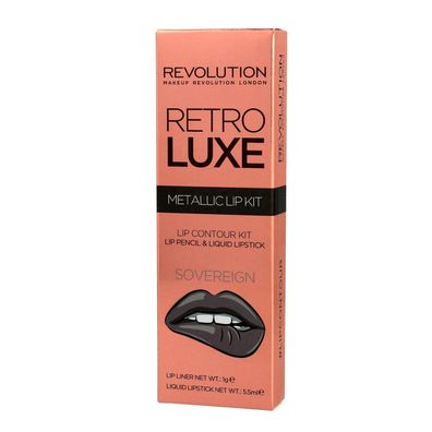 Makeup Revolution Retro Luxe Metallic Lip Kit (Liner + Gloss) Sovereign 1op.