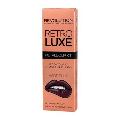 Makeup Revolution Retro Luxe Metallic Lip Kit (Liner + Gloss) Worth It 1op.