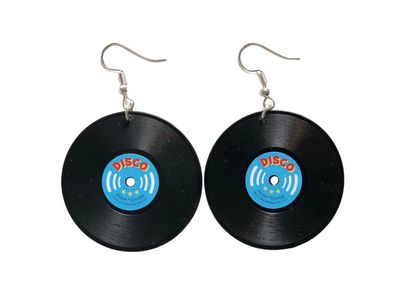 Schallplatte Ohrringe Miniblings Schallplatten LP Vinyl DJ Musik schwz blau XL