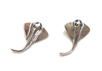 Rochen Ohrstecker Miniblings Stecker Ohrringe Tauchen Fisch Mantarochen silber