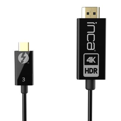 INCA USB-C auf HDMI Kabel 1,8 m (4K@60Hz) Konverterkabel Adapterkabel Schwarz