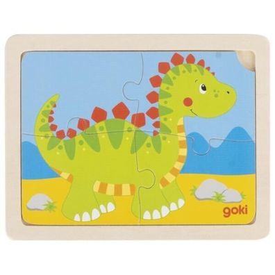 goki Einlege- Puzzle Dino Tiere Holzpuzzle Holzspielzeug 57487 Kinder NEU