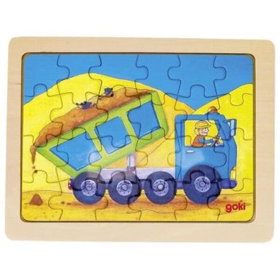 goki Einlege- Puzzle Bei der Arbeit Laster Holzspielzeug Kinder 57739 NEU