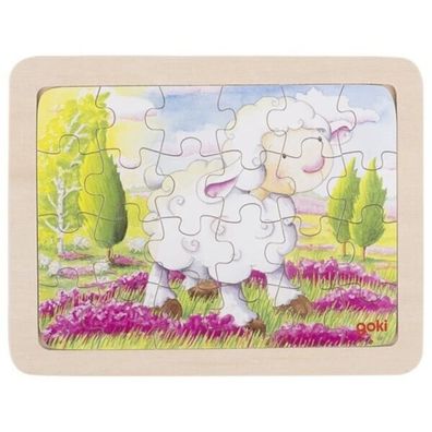 goki Einlege- Puzzle Tierkinder Schaf Holzpuzzle Holzspielzeug 57807 Kinder NEU