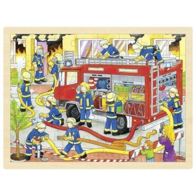 goki Holz Einlegepuzzle Feuerwehr 48tlg. 40x30cm Puzzle Holzpuzzle 57527 NEU