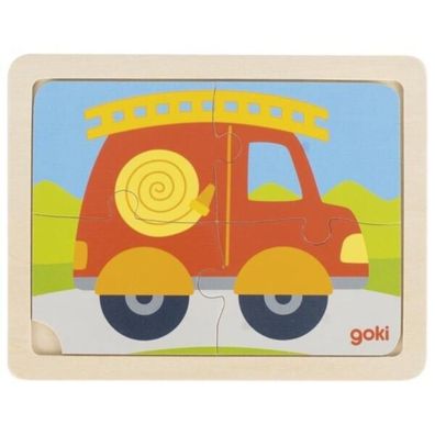 goki Einlege- Puzzle Feuerwehr Auto Holzpuzzle Holzspielzeug 57487 Kinder NEU