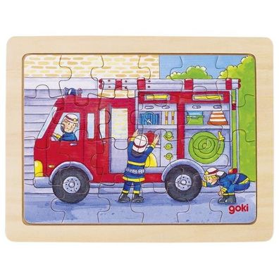 goki Einlege- Puzzle Bei der Arbeit Feuerwehr Spielzeug Kinder Holzpuzzle 57739