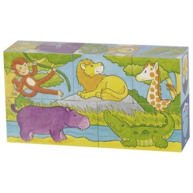 Goki Würfelpuzzle Safari und Arktis aus Holz 57686 ab 3+ für Kinder Neu