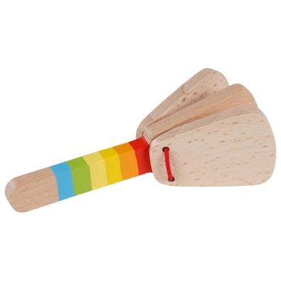 Goki Stielkastagnette Regenbogen Musikinstrument für Kinder 61875 Holzspielzeug NEU