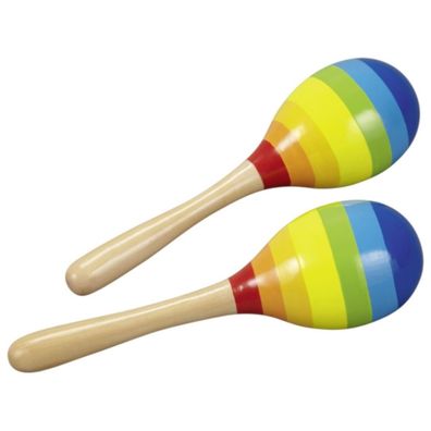 Goki Maracas 2 Stück Regenbogen Musikinstrument für Kinder 61922 Holzspielzeug NEU