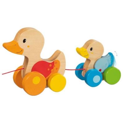 goki Ziehtier Entenfamilie 54879 Greifling Holz Holzspielzeug für Kinder NEU