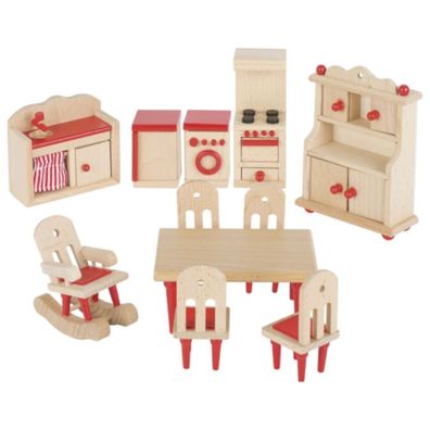 GOKI Puppenmöbel Küche 11ltg aus Holz für Kinderpuppenhaus 51951 NEU