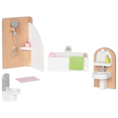 GOKI Puppenmöbel Style Badezimmer 10ltg aus Holz für Kinderpuppenhaus 51492 NEU