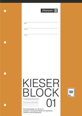 Brunnen Briefpapierblock Kieserblock A4 Lineatur 1 K weiß 50 Blatt