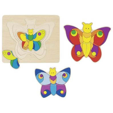 goki Schichtenpuzzle Schmetterling 11tlg. Holzspielzeug 57899