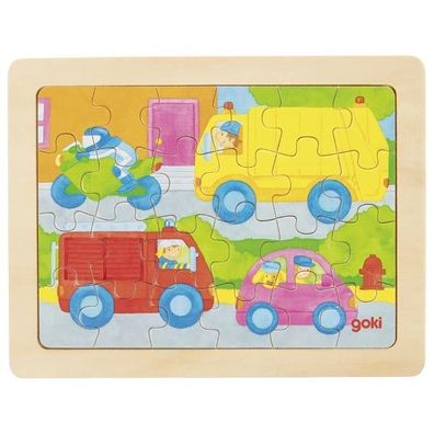 goki Einlege- Puzzle 1000 Farben Strassenverkehr Holzspielzeug 57700