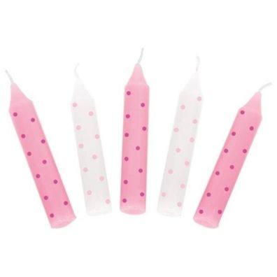 goki Rosa Geburtstagskerzen gepunktet 10 Stück ca ?12mm Kerze Wachskerze NEU