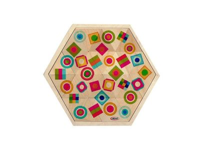 Hess Legespiel Mosaiklegespiel bunte Formen 24T. Holzspielzeug Puzzle NEU