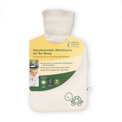 Grünspecht Bio-Kinder-Wärmflasche mit Bio-Bezug 0,6l Naturkautschuk 644-00 NEU