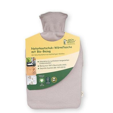 Grünspecht Bio-Kinder-Wärmflasche mit Bio-Bezug 2,0l Naturkautschuk 645-00 NEU
