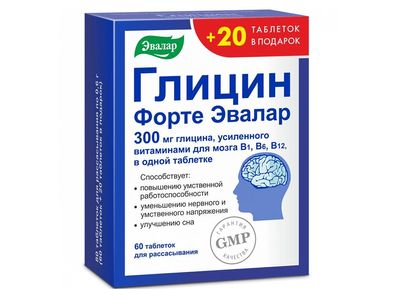 Glycin Forte Evalar 300 mg 80 Tabletten Vitamin B1, B6, B12