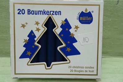 20 Müller Baumkerzen ca 10x1,3cm blau indigo rot weiß - Auswahl -