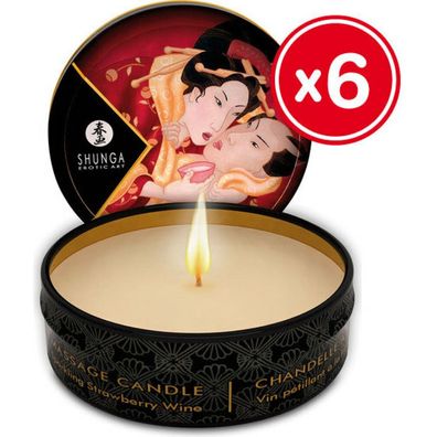 SHUNGA Massage Candle Romance/ Sparkl. Strawberry Wine 30ml, 6 pcs