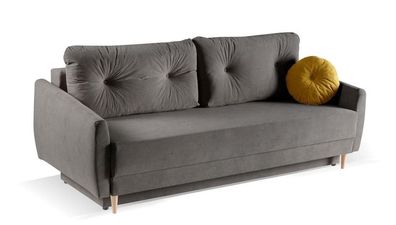 BETTSO Sofa mit Schlaffunktion und Bettzeugablage ANES Grau