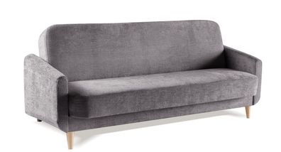 BETTSO Sofa Polstersofa Couch mit Schlaffunktion und Bettkasten BLANCO 225 cm Grau