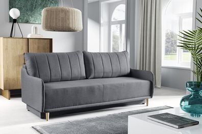 BETTSO Schlafsofa Sofa Couch mit schlauffunktion und bettkasten MORIS Grau