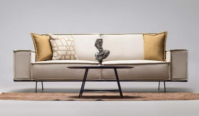 Dreisitzer Sofa 3 Sitzer Stoffsofa Polstersofa Beige Couch Moderne