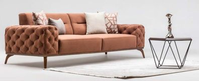 Dreisitzer Sofa 3 Sitzer Stoffsofa Polstersofa Orange Couch Moderne