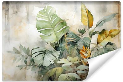 Muralo Vlies Selbstklebende Fototapete Tropische Blätter Aquarell Abstraktion