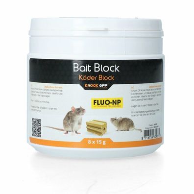 Knock Pest Traktatie Block voor muis&amp; rat Fluo-NP (8x15g)