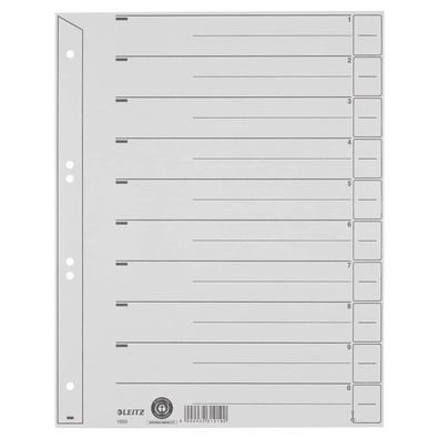 LEITZ 1650-00-85 Trennblatt A4 Überbreite 100 Stk grau Karton Register NEU & OVP