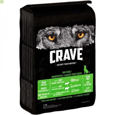 Crave Dog Trockennahrung Adult mit Lamm &amp; Rind 11,5kg