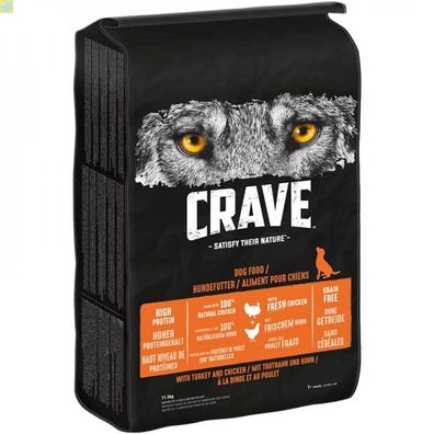 Crave Dog Trockenfutter Adult mit Truthahn &amp; Huhn 11,5 kg