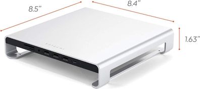Satechi Monitorständer Hub iMac Ständer USB-C USB 3.0 Micro SD Aluminium silber