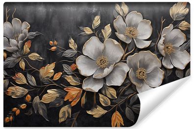 Muralo Vlies Selbstklebende Fototapete BLUMEN Blätter Pflanzen 3D Effekt Retro