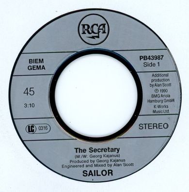 7" Sailor - The Secretary ( Ohne Cover )