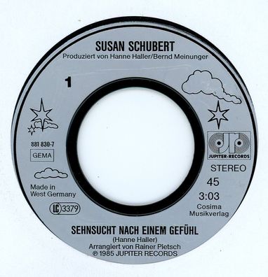 7" Susan Schubert - Sehnsucht nach einem Gefühl ( Ohne Cover )