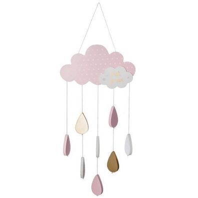 Hängende Dekoration Wolke mit Regentropfen rosa Kinderzimmer Wanddeko Modern Deko